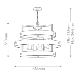 Rustykalny żyrandol Riverwood - 4 źródła światła - Ciepły brąz, ciepły jesion (QN-RIVERWOOD4) - Quintiesse