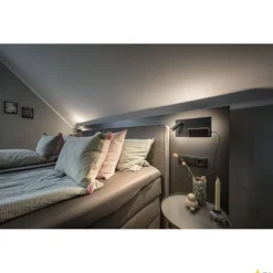 SOMNILA SPOT, lampa ścienna natynkowa LED indoor, 3000K, kolor czarny, wersja lewa, ze złączem USB (1003455) - SLV