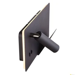 SOMNILA SPOT, lampa ścienna natynkowa LED indoor, 3000K, kolor czarny, wersja prawa, ze złączem USB (1003456) - SLV