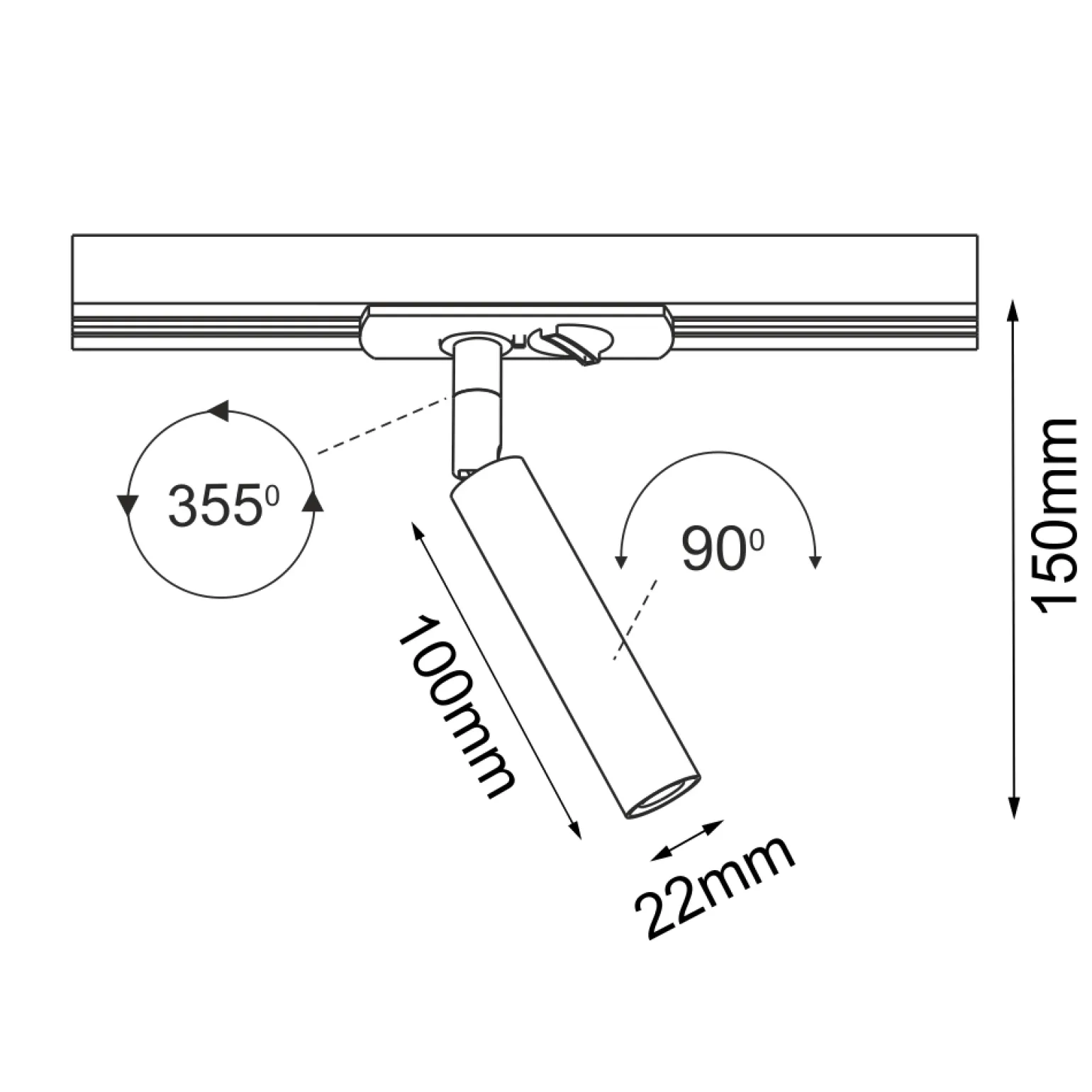 Spot Ace track 22 - Czarny - Szynoprzewód 1F 230V (6250) - Brosline