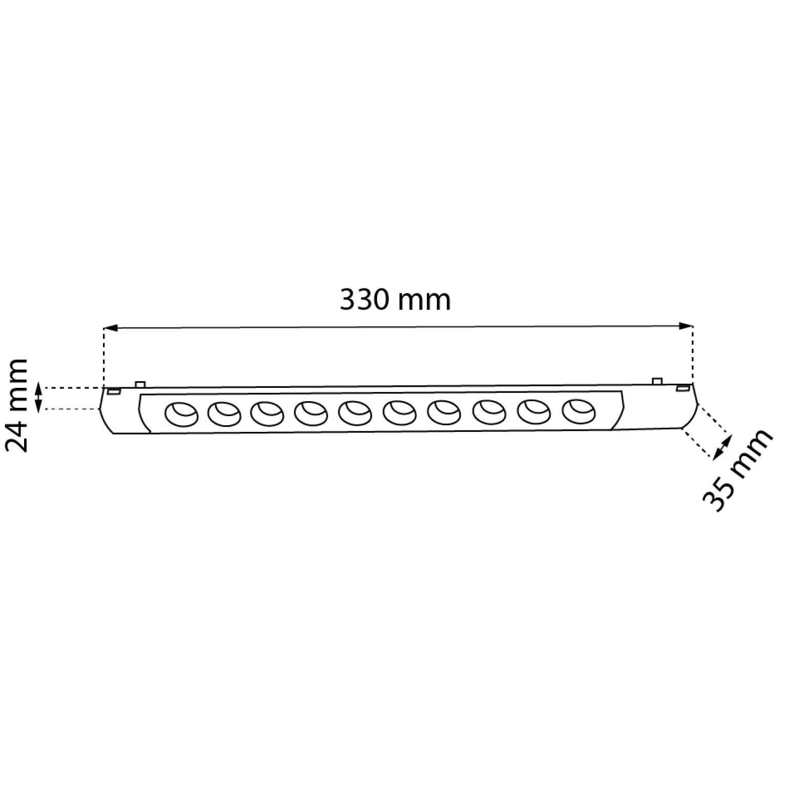 Spot magnetyczny Komatsu Slim dot - Czarny - 48V 10W 800lm (330 mm) 3000K (6053) - Shilo