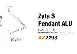 stelaż do lampy Zyta S ALU wisząca (podstawa) kolor aluminium (MD2300-S-ALU) Azzardo