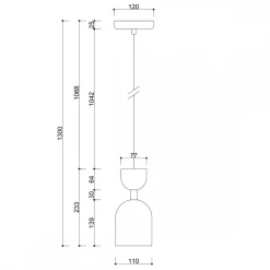 SUPURU melonowa sufitowa lampa wisząca z czarną rurką (SUA125P0) - Ummo