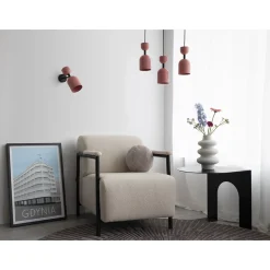 SUPURU W różowa regulowana lampa ścienna / kinkiet z czarną rurką (SUK18020) - Ummo