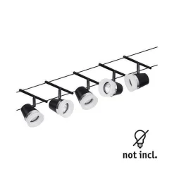 System linkowy DC zest Cone max5x10W Cz mat/Chrom GU5,3 12V DC 60VA twszt/met (PL94463) - Paulmann