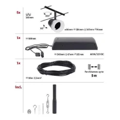 System linkowy DC zest Cone max5x10W Cz mat/Chrom GU5,3 12V DC 60VA twszt/met (PL94463) - Paulmann