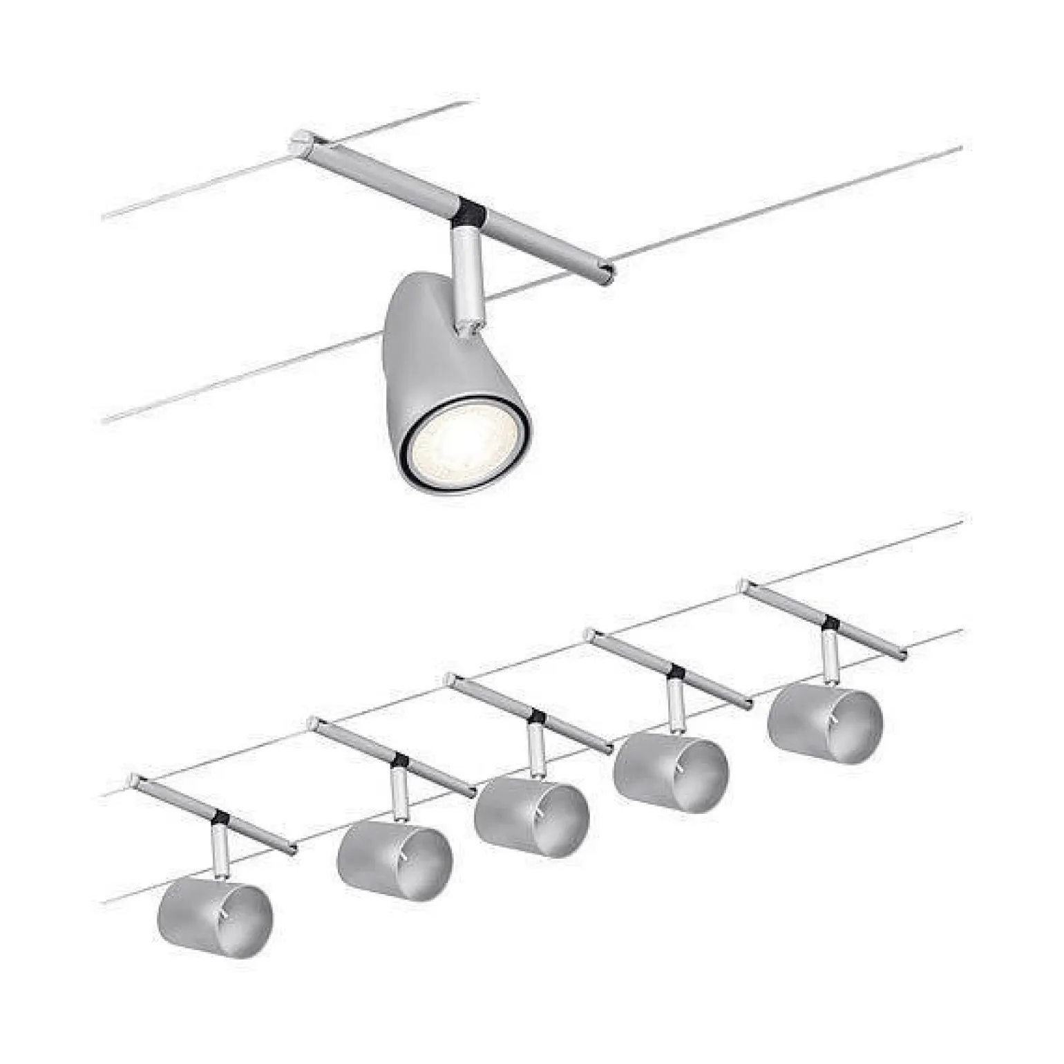 System linkowy DC zest Cup max5x10W Chrom mat/Chrom GU5,3 12V DC 60VA twszt/met (PL94465) - Paulmann