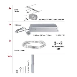 System linkowy DC zest Cup max5x10W Chrom mat/Chrom GU5,3 12V DC 60VA twszt/met (PL94465) - Paulmann