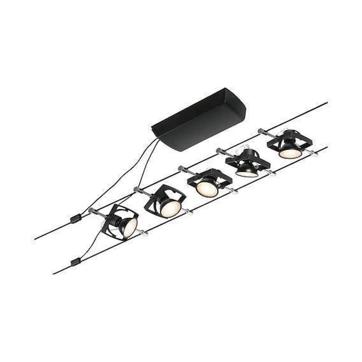 System linkowy zestaw MacII max5x10W GU5,3 Czarny mat/Chrom 12V DC 60VA twszt/metal (PL94434) - Paulmann