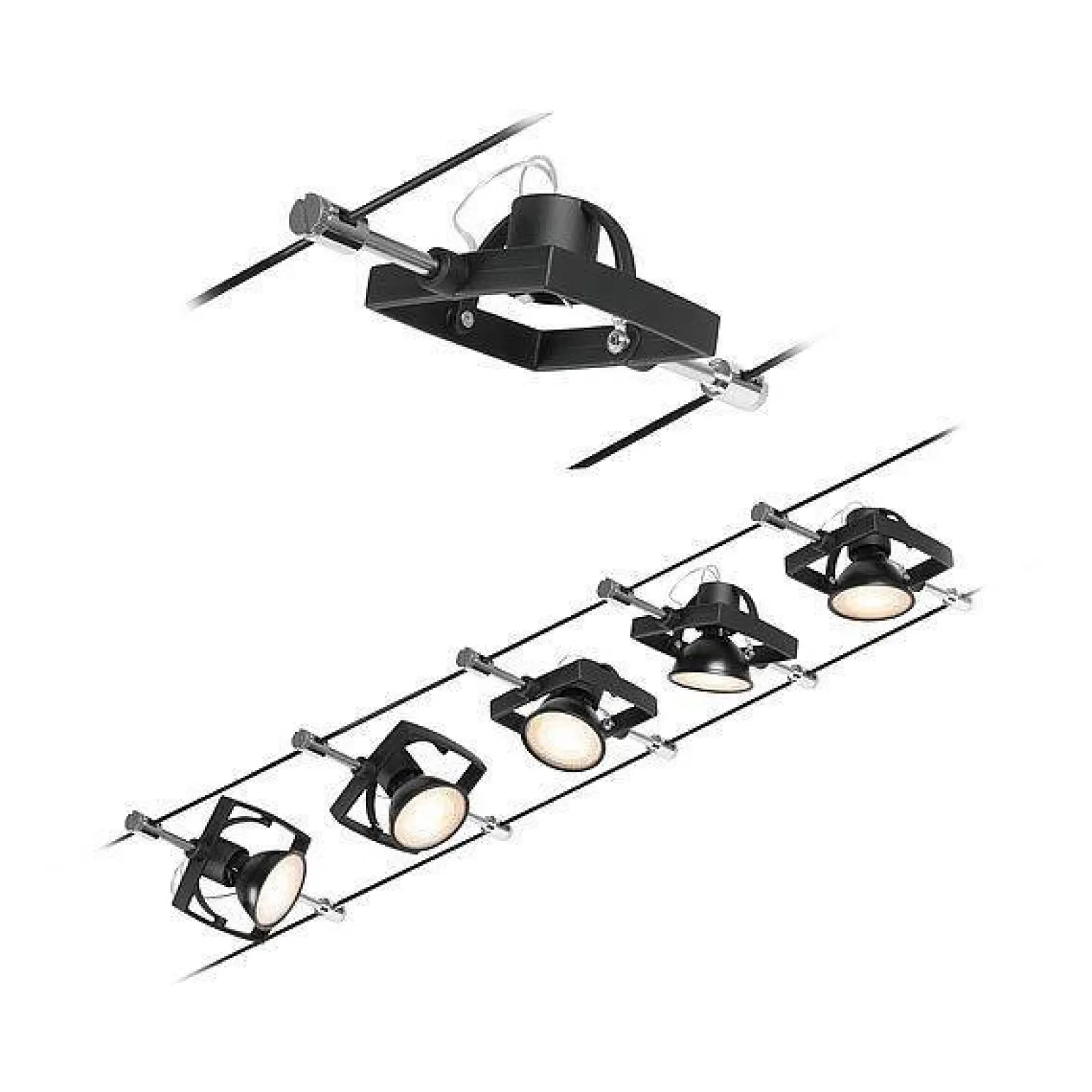 System linkowy zestaw MacII max5x10W GU5,3 Czarny mat/Chrom 12V DC 60VA twszt/metal (PL94434) - Paulmann