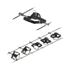 System linkowy zestaw MacII max5x10W GU5,3 Czarny mat/Chrom 12V DC 60VA twszt/metal (PL94434) - Paulmann