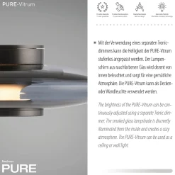 Szklany, ściemnialny kinkiet PURE VITRUM SZARY (6082-15) - Paul Neuhaus