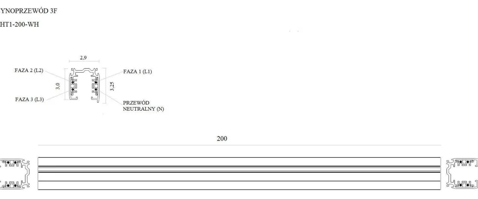 Szyna prądowa trójfazowa 2 m biała (MHT1-200-WH) - Maxlight