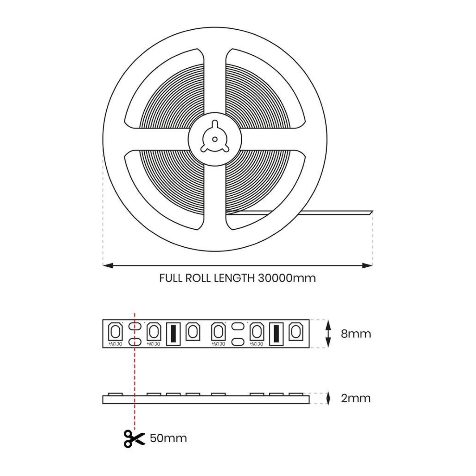 Taśma COB 480/m 3000K IP20 24V 30m (EKPL448) - Eko-Light