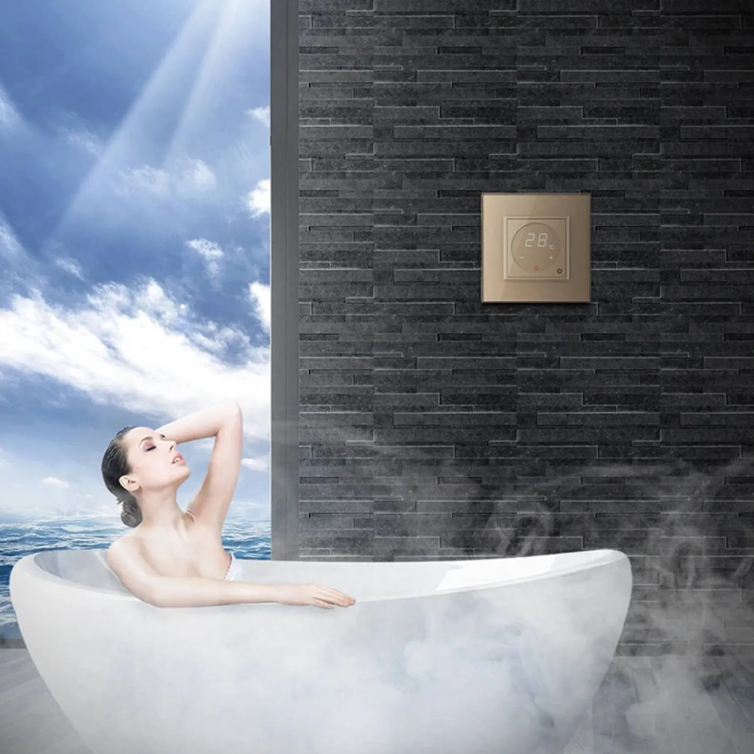 Termostat LIVOLO + Ramka pojedyncza Złota GPF-1 (VL-C701TMC-EC-63) LIVOLO