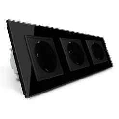 Trzy gniazda elektryczne koloru czarnrgo 16A - 230V (VL-W03EU-62) LIVOLO