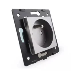 Trzy gniazda elektryczne koloru srebrnego z bolcem 16A - 230V (VL-W03FR-64) LIVOLO