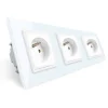Trzy gniazda elektryczne koloru białego z bolcem 16A - 230V (VL-W03FR-61) LIVOLO