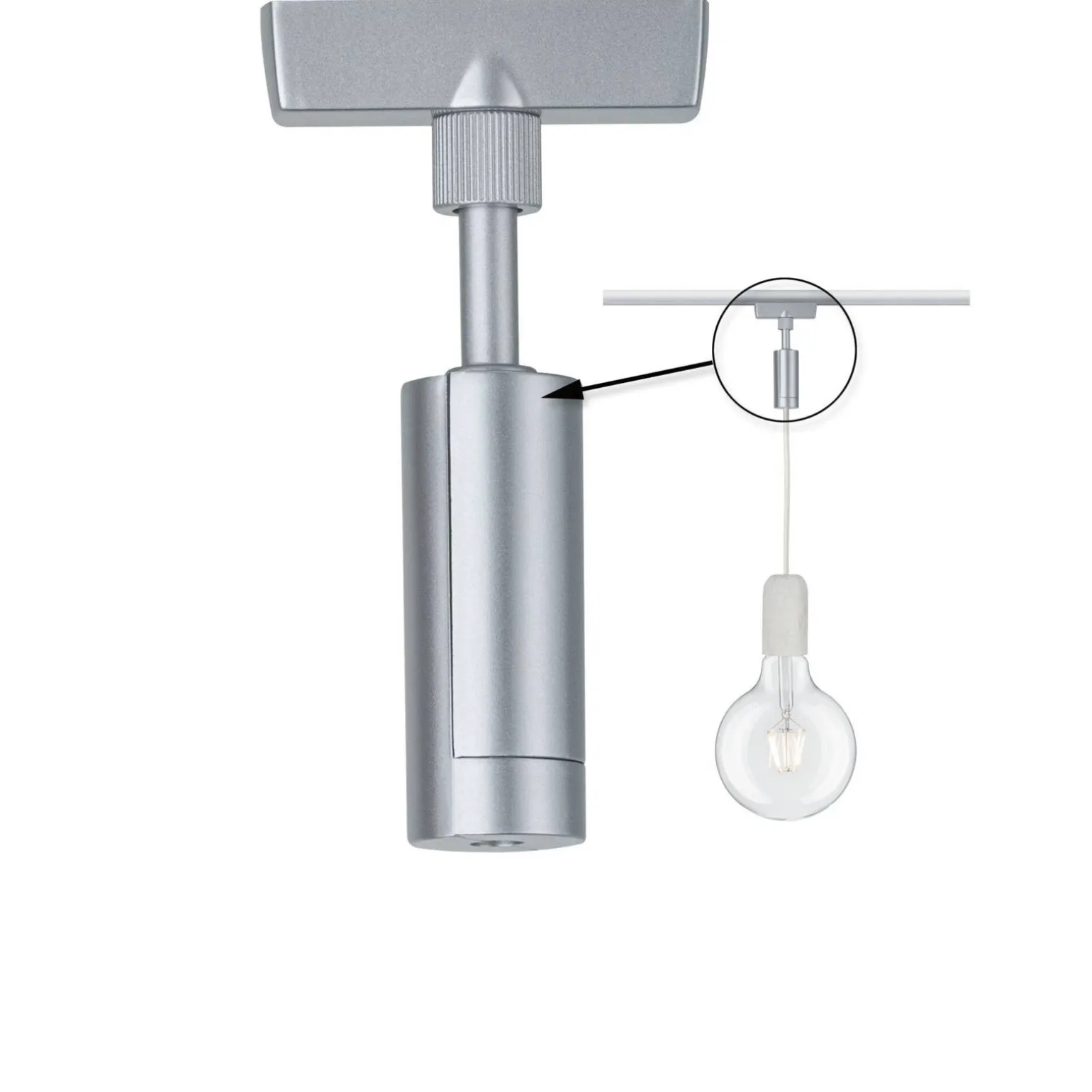 URail Universal adapter do zwisu Chrom mat 230V metal/tworzywo sztuczne (PL95551) - PAULMANN