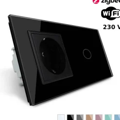 Włącznik dotykowy EC Wi-Fi z gniazdem elektrycznym czarny (VL-C701GEC-62) LIVOLO