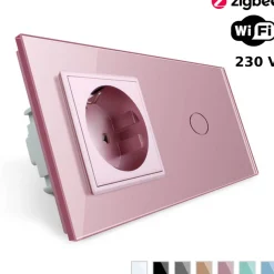 Włącznik dotykowy EC Wi-Fi z gniazdem elektrycznym różowy (VL-C701GEC-67) LIVOLO