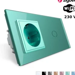 Włącznik dotykowy EC Wi-Fi z gniazdem elektrycznym zielony (VL-C701GEC-68) LIVOLO