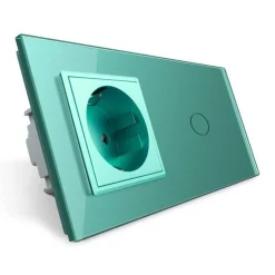 Włącznik dotykowy EC Wi-Fi z gniazdem elektrycznym zielony (VL-C701GEC-68) LIVOLO