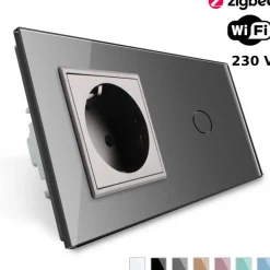 Włącznik dotykowy EC Wi-Fi z gniazdem elektrycznym srebrny (VL-C701GEC-64) LIVOLO