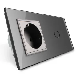 Włącznik dotykowy EC Wi-Fi z gniazdem elektrycznym srebrny (VL-C701GEC-64) LIVOLO