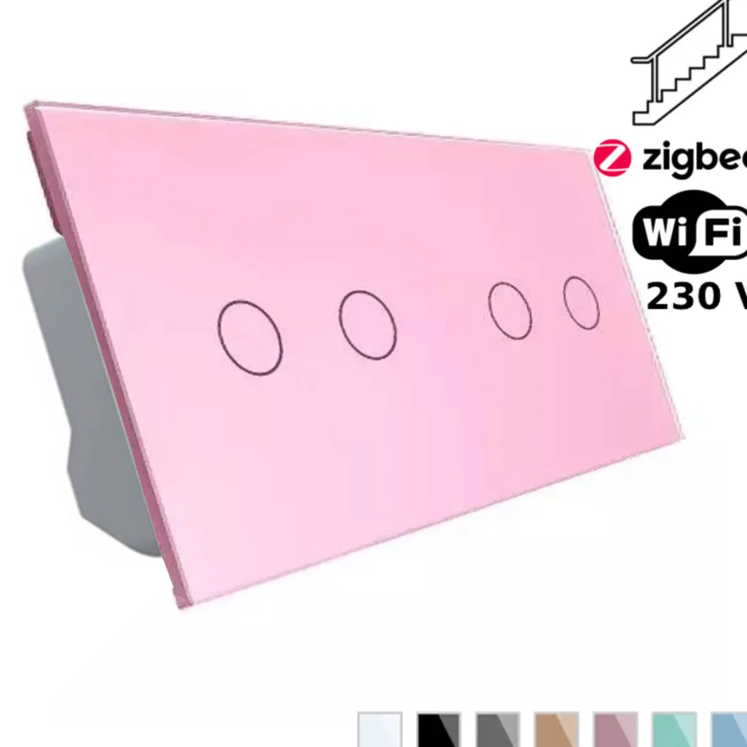 Włącznik dotykowy krzyżowo-schodowy 2 + 2 EC Wi-Fi różowy (VL-C702SEC-67) LIVOLO