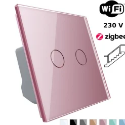 Włącznik dotykowy LIVOLO krzyżowo-schodowy podwójny EC Wi-Fi różowy (VL-C702SEC-67) LIVOLO