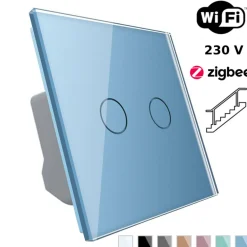 Włącznik dotykowy LIVOLO krzyżowo-schodowy podwójny EC Wi-Fi niebieski (VL-C702SEC-69) LIVOLO