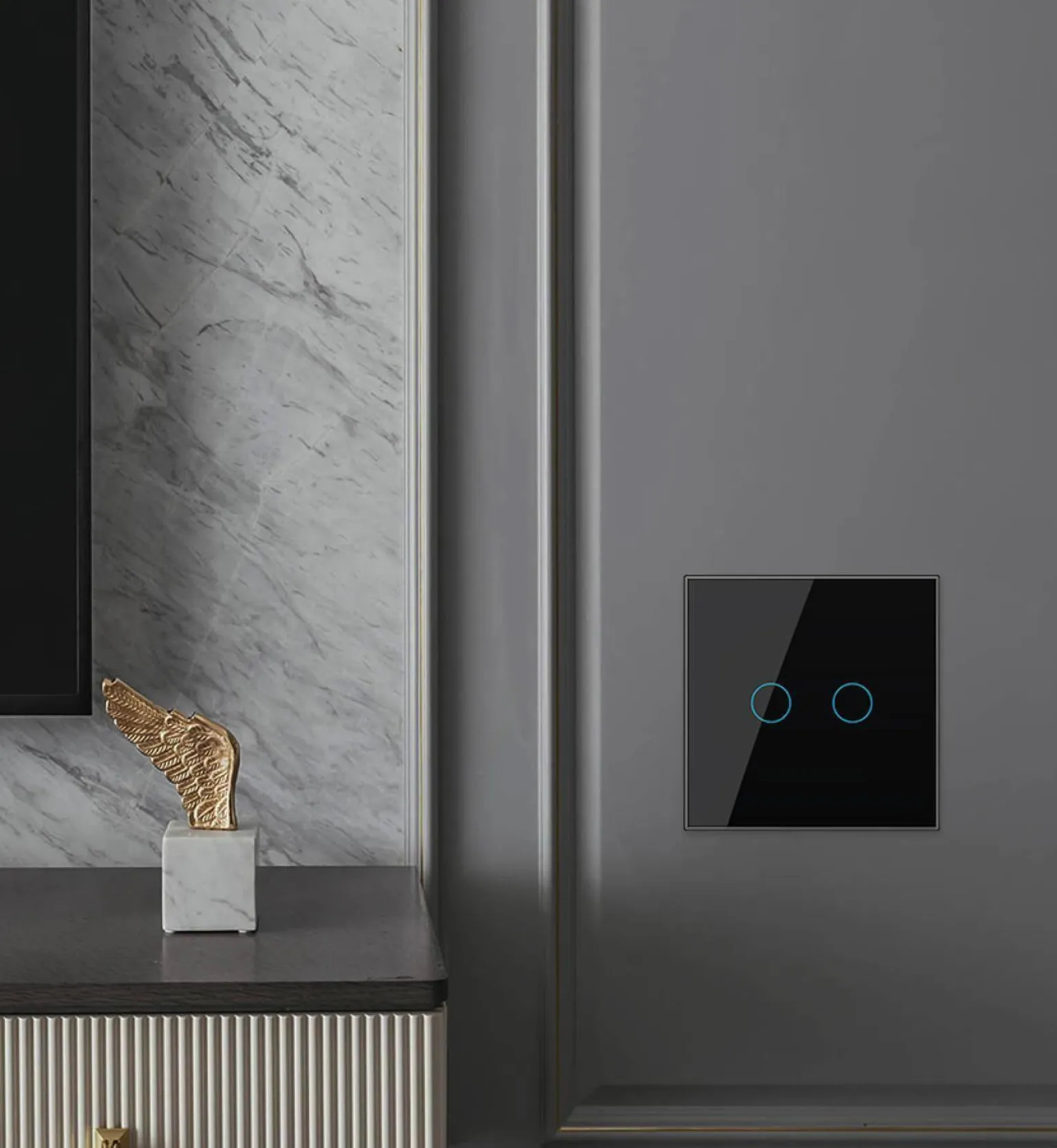 Włącznik dotykowy LIVOLO krzyżowo-schodowy podwójny EC Wi-Fi niebieski (VL-C702SEC-69) LIVOLO