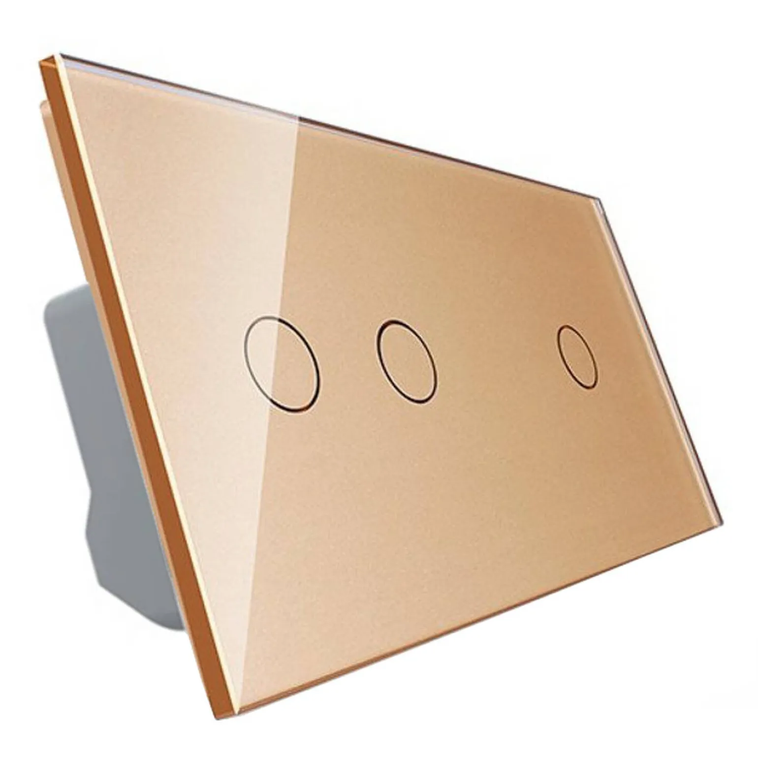 Włącznik dotykowy podwójny + pojedynczy EC Wi-Fi i Podwójny panel szklany w kolorze złotym (VL-C7012EC-63) LIVOLO