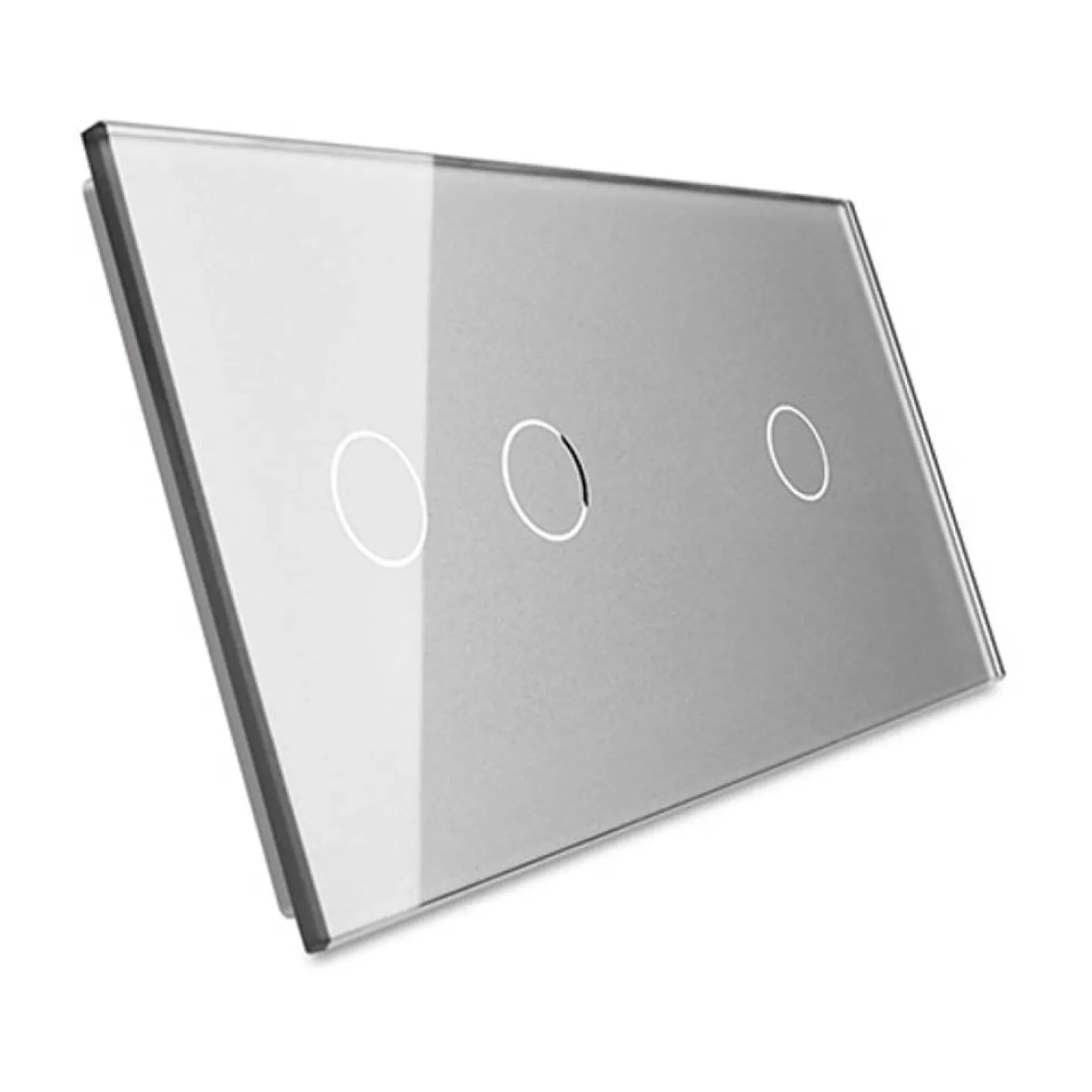 Włącznik dotykowy podwójny + pojedynczy EC Wi-Fi i Podwójny panel szklany w kolorze srebrnym (VL-C7012EC-64) LIVOLO