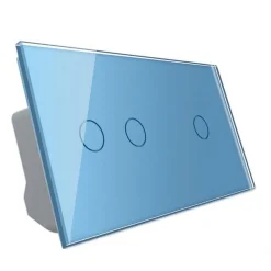 Włącznik dotykowy podwójny + pojedynczy EC Wi-Fi i Podwójny panel szklany w kolorze niebieskim (VL-C7012EC-69) LIVOLO