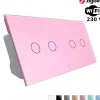 Włącznik dotykowy podwójny + podwójny EC Wi-Fi z podwójnym panelem szklanym w kolorze różowym 2 + 2 (VL-C7022EC-67) LIVOLO