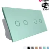 Włącznik dotykowy podwójny + podwójny EC Wi-Fi z podwójnym panelem szklanym w kolorze zielonym 2 + 2 (VL-C7022EC-68) LIVOLO