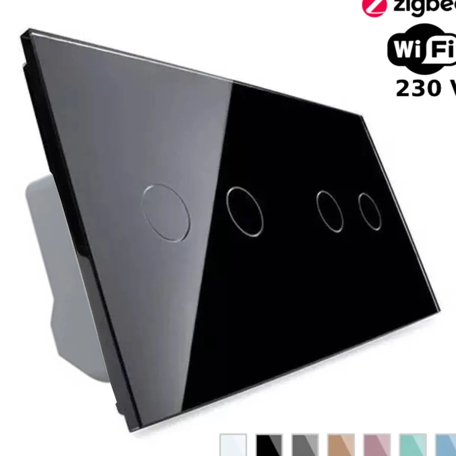 Włącznik dotykowy podwójny + podwójny EC Wi-Fi z podwójnym panelem szklanym w kolorze czarnym 2 + 2 (VL-C7022EC-62) LIVOLO