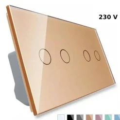 Włącznik dotykowy podwójny + podwójny złoty (VL-C7022-63) LIVOLO