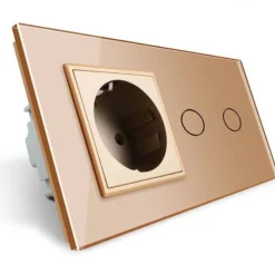 Włącznik dotykowy podwójny EC Wi-Fi z gniazdem elektrycznym złoty (VL-C702ECG-63) LIVOLO