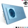 Włącznik dotykowy podwójny EC Wi-Fi z gniazdem elektrycznym niebieski (VL-C702ECG-69) LIVOLO