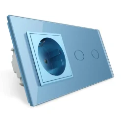 Włącznik dotykowy podwójny EC Wi-Fi z gniazdem elektrycznym niebieski (VL-C702ECG-69) LIVOLO