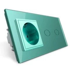 Włącznik dotykowy podwójny EC Wi-Fi z gniazdem elektrycznym zielony (VL-C702ECG-68) LIVOLO