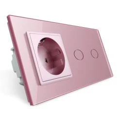 Włącznik dotykowy podwójny EC Wi-Fi z gniazdem elektrycznym różowy (VL-C702ECG-67) LIVOLO