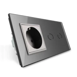 Włącznik dotykowy podwójny EC Wi-Fi z gniazdem elektrycznym srebrny (VL-C702ECG-64) LIVOLO