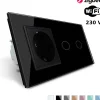 Włącznik dotykowy podwójny EC Wi-Fi z gniazdem elektrycznym czarny (VL-C702ECG-62) LIVOLO