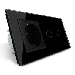 Włącznik dotykowy podwójny EC Wi-Fi z gniazdem elektrycznym czarny (VL-C702ECG-62) LIVOLO