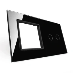 Włącznik dotykowy podwójny EC Wi-Fi z gniazdem elektrycznym czarny (VL-C702ECG-62) LIVOLO