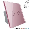 Włącznik dotykowy podwójny schodowo - krzyżowy z różowym panelem szklanym (VL-C702S-67) LIVOLO